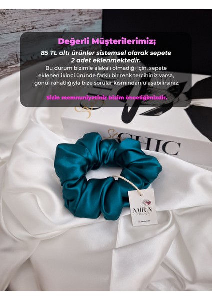 Kadın Saten Toka - Mavi Aura – Tekli Lüks Lastik Model Scrunchie