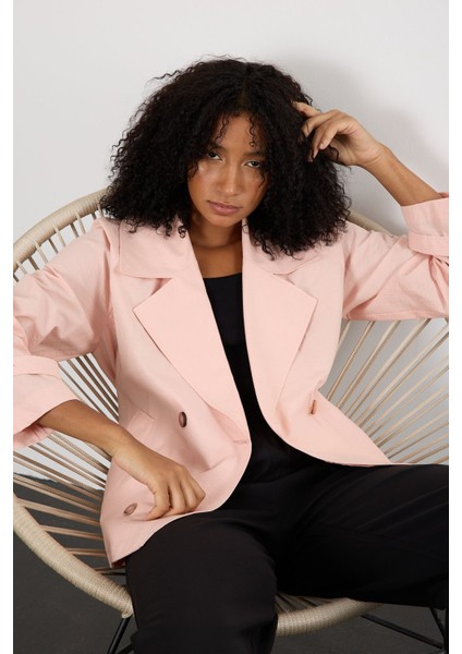 Pembe Regular Astarsız Mevsimlik Trençkot