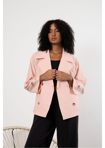 Pembe Regular Astarsız Mevsimlik Trençkot