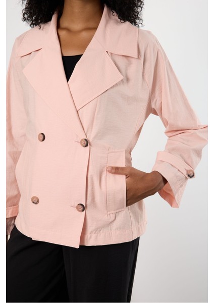Pembe Regular Astarsız Mevsimlik Trençkot