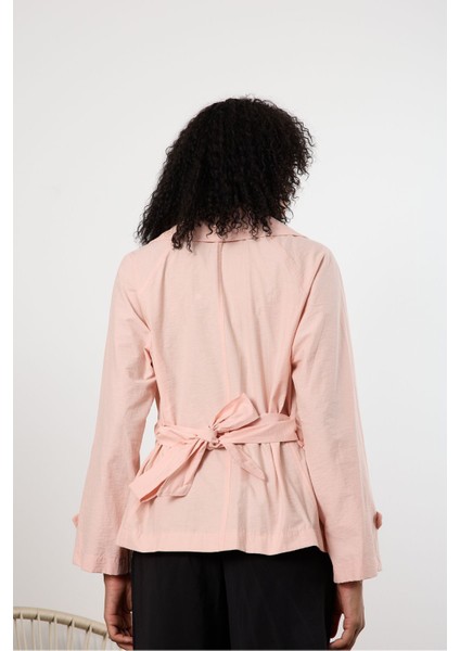 Pembe Regular Astarsız Mevsimlik Trençkot