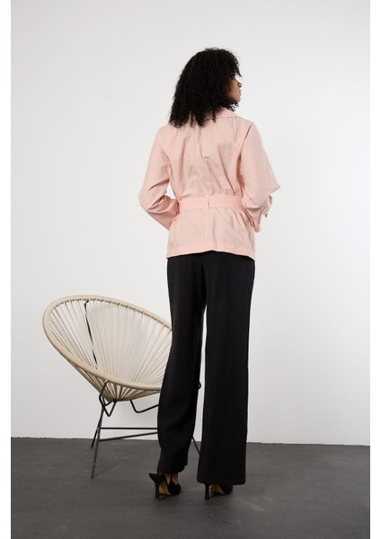 Pembe Regular Astarsız Mevsimlik Trençkot