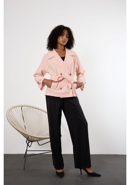 Pembe Regular Astarsız Mevsimlik Trençkot