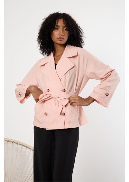 Pembe Regular Astarsız Mevsimlik Trençkot