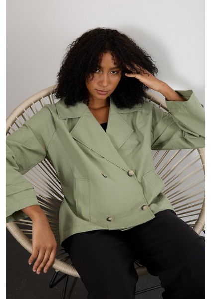 Haki Regular Astarsız Mevsimlik Trençkot