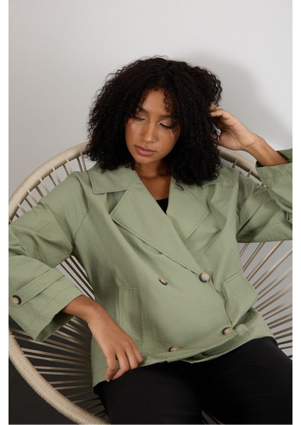 Haki Regular Astarsız Mevsimlik Trençkot