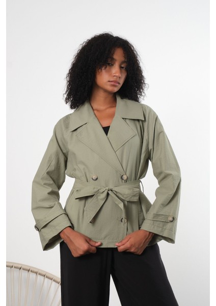 Haki Regular Astarsız Mevsimlik Trençkot