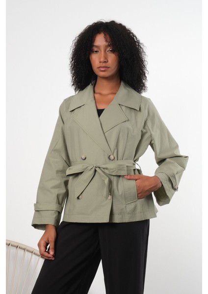 Haki Regular Astarsız Mevsimlik Trençkot