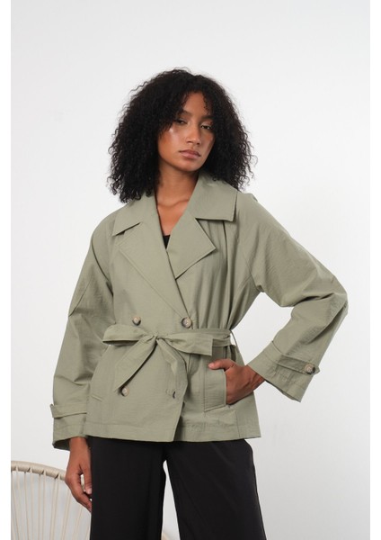 Haki Regular Astarsız Mevsimlik Trençkot