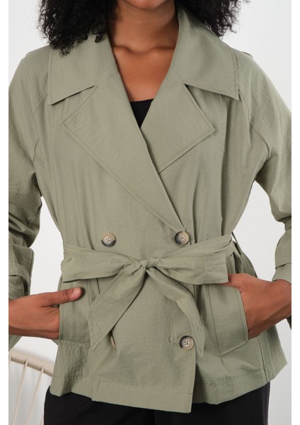 Haki Regular Astarsız Mevsimlik Trençkot