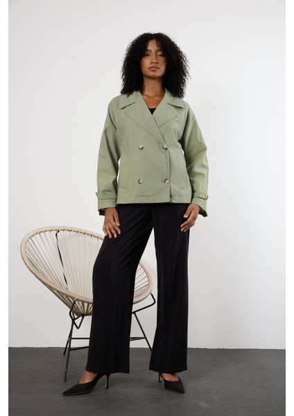 Haki Regular Astarsız Mevsimlik Trençkot