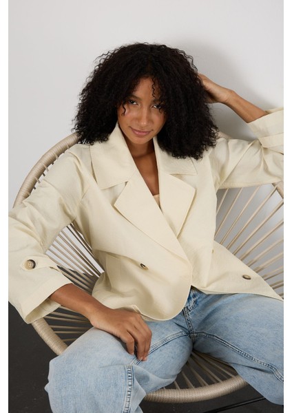 Ekru Regular Astarsız Mevsimlik Trençkot