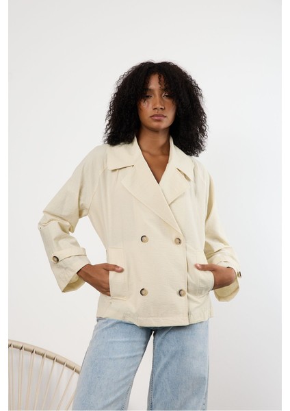 Ekru Regular Astarsız Mevsimlik Trençkot