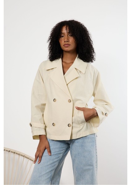 Ekru Regular Astarsız Mevsimlik Trençkot