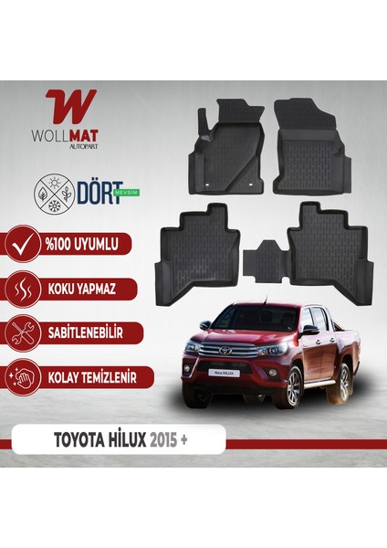 Toyota Hilux Paspas 2015 Sonrası 3D Havuzlu Paspas Seti