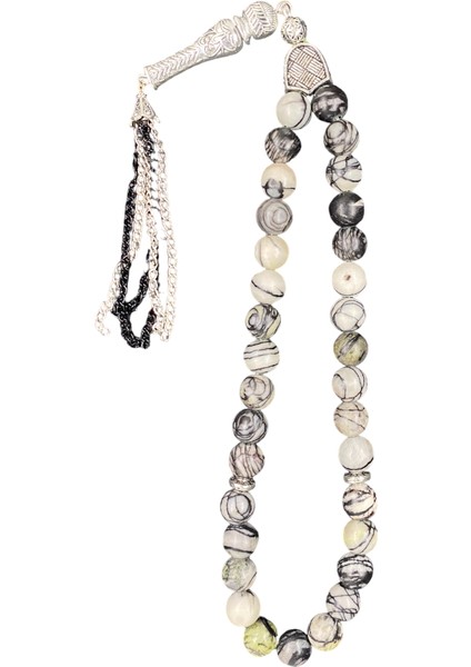 Siyah Beyaz Rodonit Tesbih