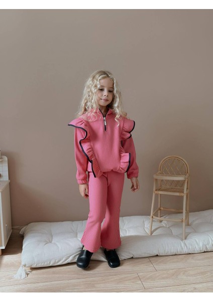 Kız Çocuk Fitilli Fırfır Detaylı Kışlık Takım fırsatları