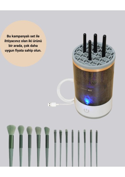 Depomix Profesyonel 13’lü Makyaj Fırçası + USB Fırça Temizleyici Ikili Set indirimleri
