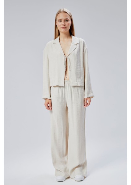 Taş Beli Lastikli Bol Paça Pantolon