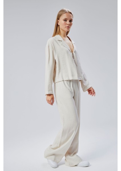 Taş Beli Lastikli Bol Paça Pantolon