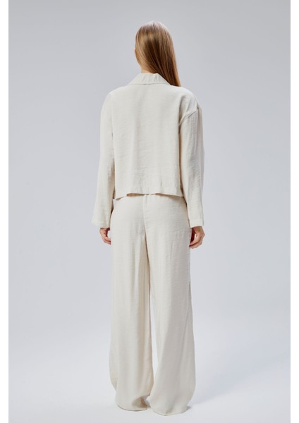 Taş Beli Lastikli Bol Paça Pantolon