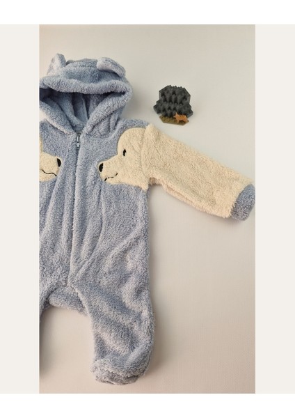 Welsoft Peluş Figürlü Kapüşonlu Mavi Bebek Tulum (0-12 Ay) fiyatları