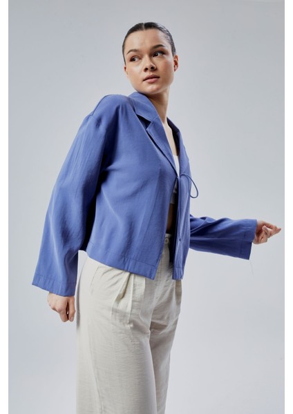 Indigo Salaş Kesim Bağlama Detaylı Gömlek