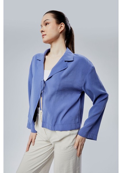 Indigo Salaş Kesim Bağlama Detaylı Gömlek