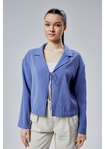 Indigo Salaş Kesim Bağlama Detaylı Gömlek