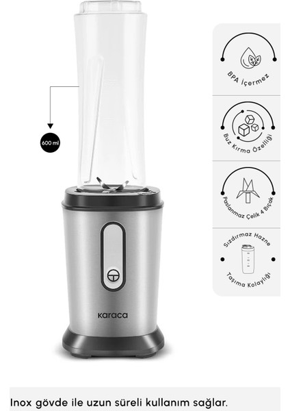 Inox Kişisel Smoothie Blender, Hafif ve Şık Tasarım, Pratik Kullanım fiyatları