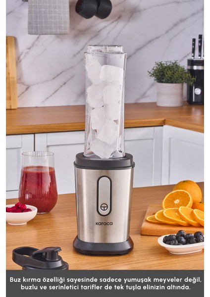 Inox Kişisel Smoothie Blender, Hafif ve Şık Tasarım, Pratik Kullanım