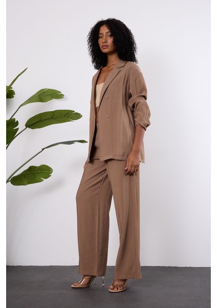 Açık Kahverengi Regular Beli Lastikli Salaş Pantolon