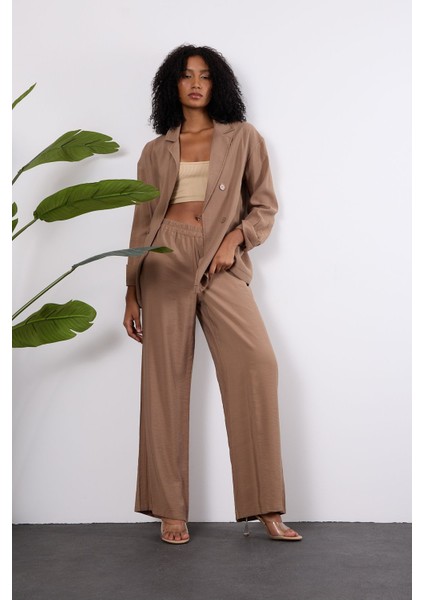 Açık Kahverengi Regular Beli Lastikli Salaş Pantolon