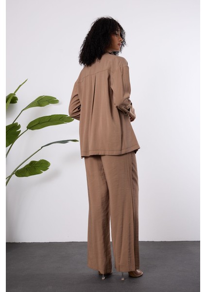 Açık Kahverengi Regular Beli Lastikli Salaş Pantolon