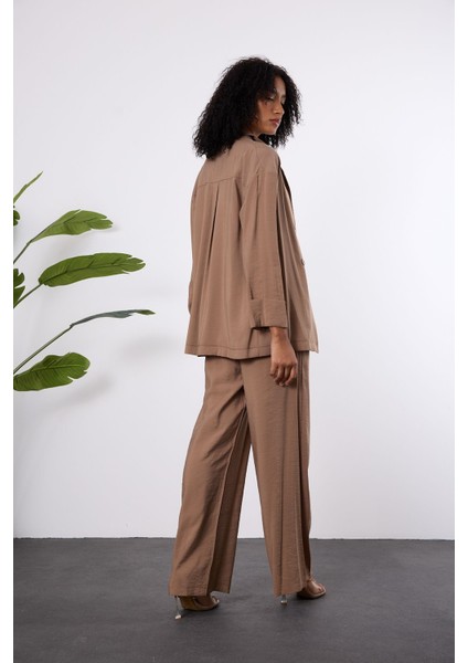 Açık Kahverengi Regular Beli Lastikli Salaş Pantolon