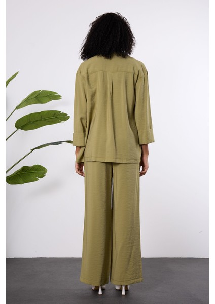Açık Haki Regular Beli Lastikli Salaş Pantolon