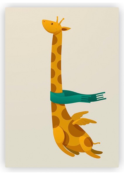 Uçan Zürafa Çocuk Odası Posteri Çocuklar İçin Ahşap Poster 20 x 29 cm