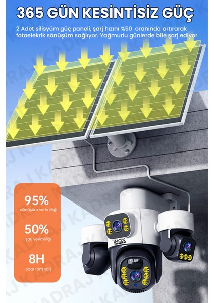 4 Kameralı Inox Modeli , 4g + E-Sim, 2 Solar Panelli, Uzaktan Izleme , Hareket Takip , Alarm , Sesli Konuşma, 16000 Mah Batarya indirimleri