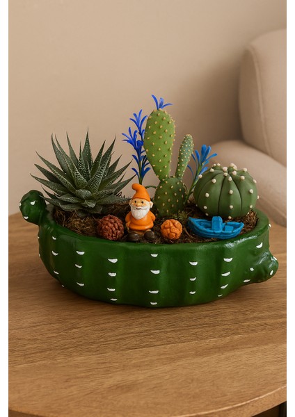 Hartopia-El Yapımı Dekoratif Sukulent & Kaktüs Aranjmanı – Minyatür Bahçe Tasarımı