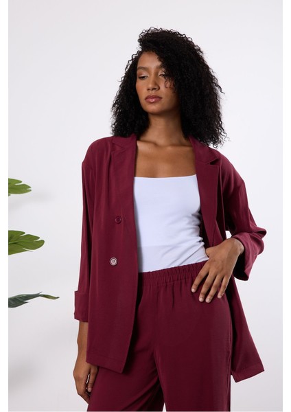 Bordo Regular Astarsız Mevsimlik Ceket