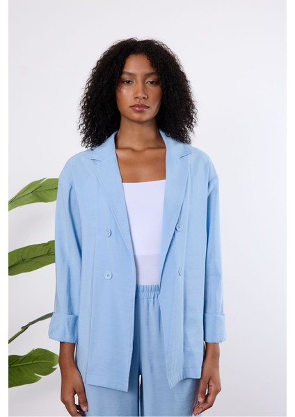 Bebe Mavisi Regular Astarsız Mevsimlik Ceket