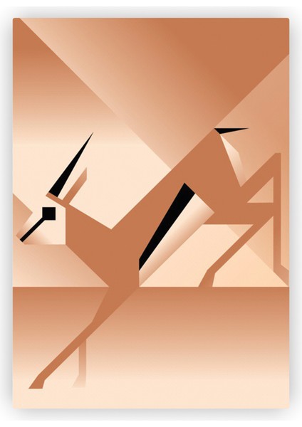 Geyik Sanatsal Çizgiler Illüstrasyon Minimalist Ahşap Poster 20X29 cm