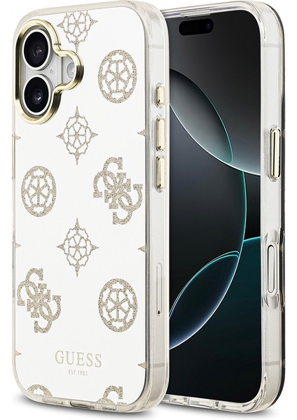iPhone 17 Uyumlu Kılıf Guess Orjinal Lisanslı Metal Kamera Çerçeveli Simli Peony Aynalı Kapak Gold