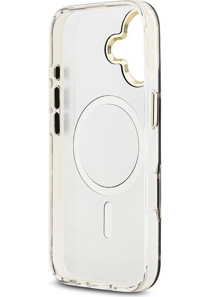 iPhone 17 Uyumlu Kılıf Guess Orjinal Lisanslı Metal Kamera Çerçeveli Simli Peony Aynalı Kapak Gold