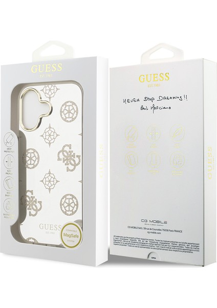 iPhone 17 Uyumlu Kılıf Guess Orjinal Lisanslı Metal Kamera Çerçeveli Simli Peony Aynalı Kapak Gold