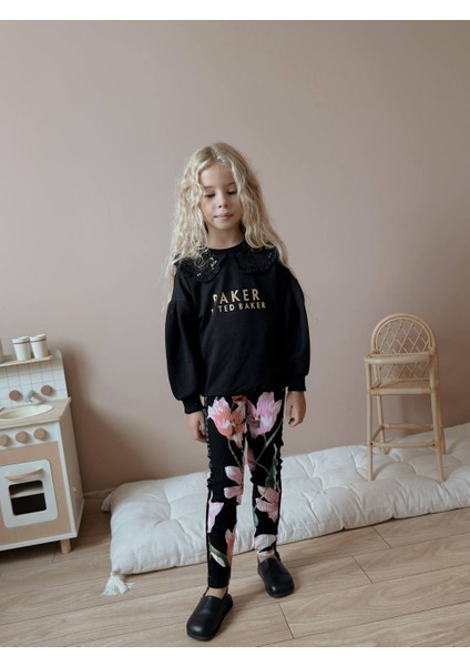 Kız Çocuk Siyah Fitilli Taytlı Kışlık Takım fırsatları