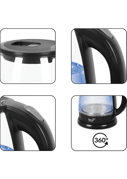 Şeffaf Cam Kettle, Işıklı Göstergeli ve Şık Kahverengi Tasarım modelleri