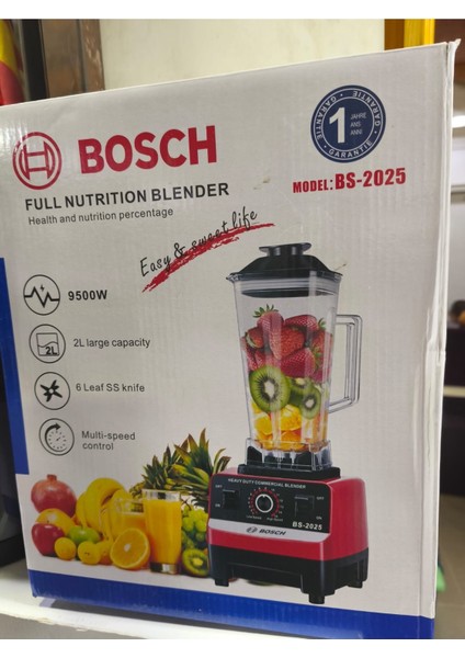 9500W Güçlü 2l Kapasiteli Çok Hızlı Çok Bıçaklı Blender Kırmızı