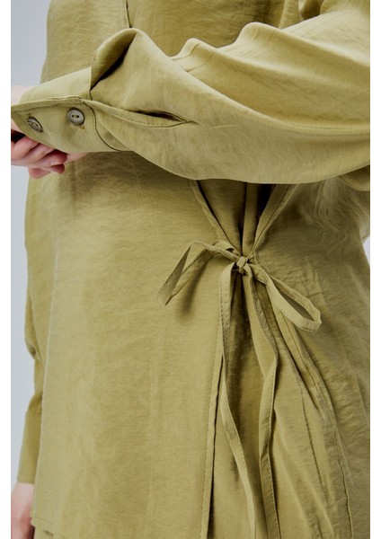 Açık Haki Regular Bağlama Detaylı Gömlek indirimleri