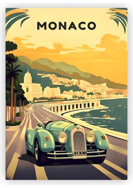 Monaco Monako Ahşap Poster 20X29 cm